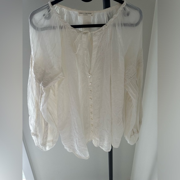 Spell Cream Buttoned Relaxed Blouse - Picture 1 of 13
